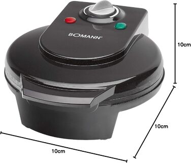 Вафельниця Bomann WA 5018 CB, антипригарна, 18 см, велика поверхня, регульований ступінь підсмажування, форма серця, чорна