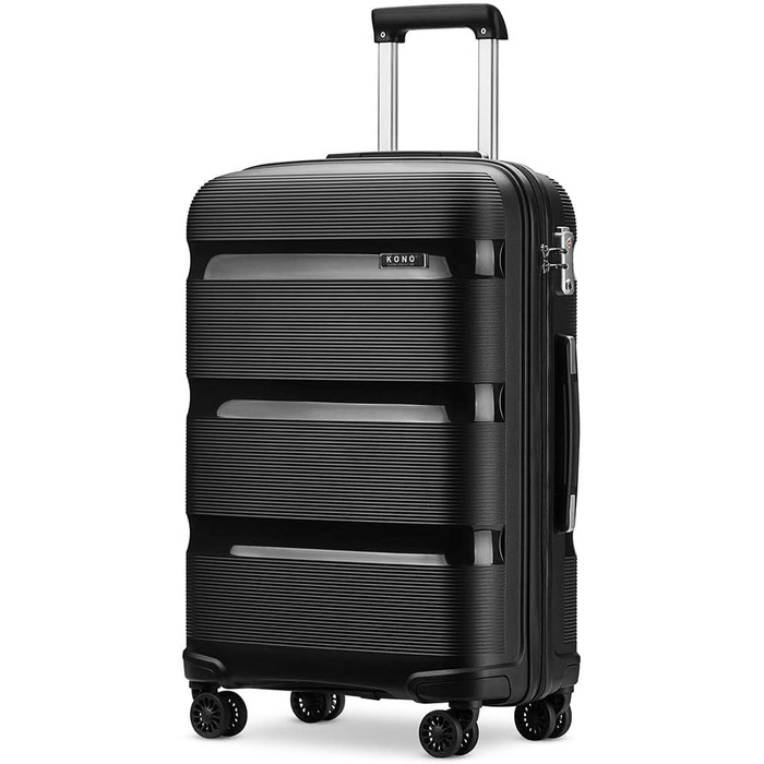 Чохол-валіза KONO 76 см, чорний, XL: валіза на 4 колесах з TSA замком, 100 л