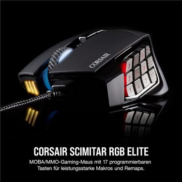 Ігрова миша Corsair Scimitar RGB Elite для MOBA/MMO, дротова, чорна