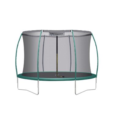 Дитячий батут Ultrasport Deluxe для вулиці Ø 244 см, до 150 кг, з захисною сіткою, драбиною та набором для монтажу