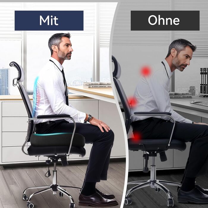Подушка для сидіння з піни Memory Foam SKYNY для офісного крісла, автомобіля та інвалідного візка - велика, знімний гіпоалергенний чохол