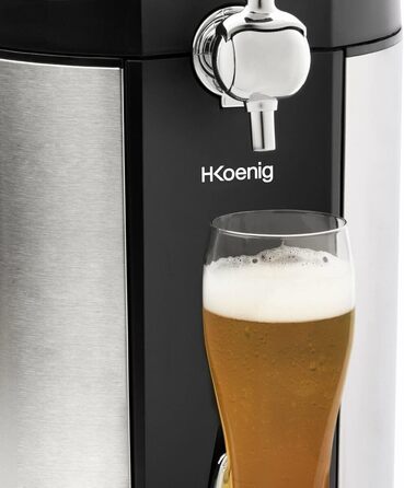 H.Koenig Bierzapfanlage - професійна система для розливу пива з нержавіючої сталі, сумісна з 5л кегами, з інтегрованим охолодженням 2-12°C, LED-дисплей (BW1890)