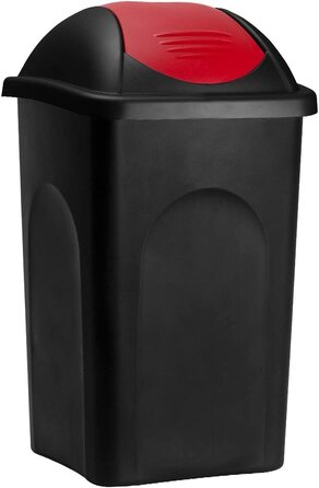 Смітник Stefanplast з маятниковою кришкою, 60 л, чорний/червоний