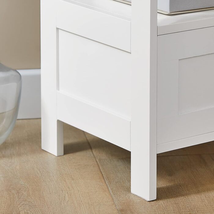 Приліжковий столик SoBuy FBT91-W з шухлядою та полицями, білий, 30x74x28 см – тумба для спальні, софі, телефону