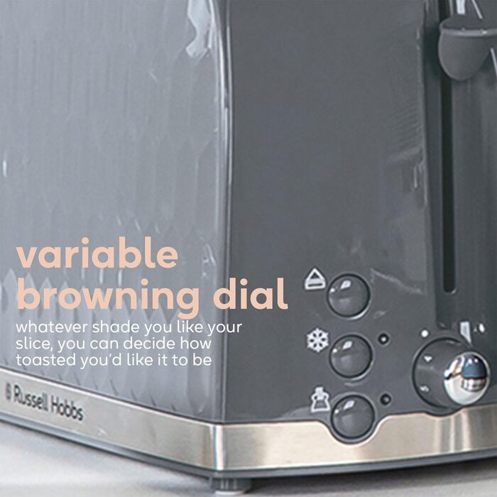Тостер Russell Hobbs 26071 на 4 тости, сірий, з широкими слотами та підйомом, сучасний дизайн