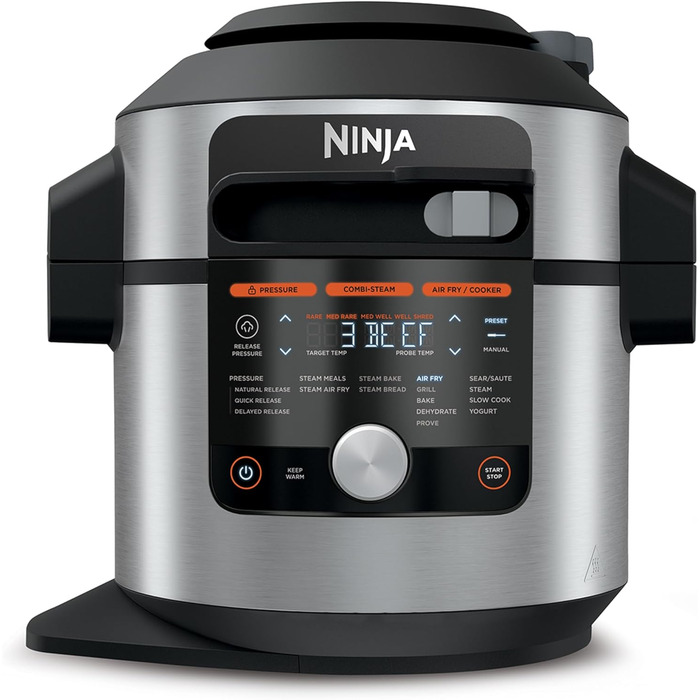Мультиварка Ninja Foodi MAX 7,5 л 14-в-1 з розумною кришкою, скороварка, аерофритюрниця, повільноварка, термощуп, нержавіюча сталь, OL750EU