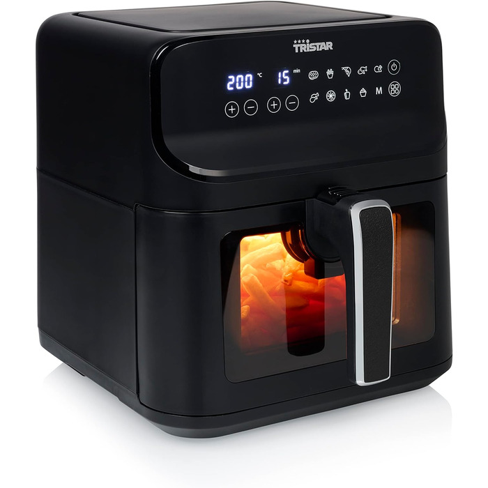 Tristar цифрова аерофритюрниця 6,2 л, 1,5 кг, з оглядовим вікном, чорна, FR-9037