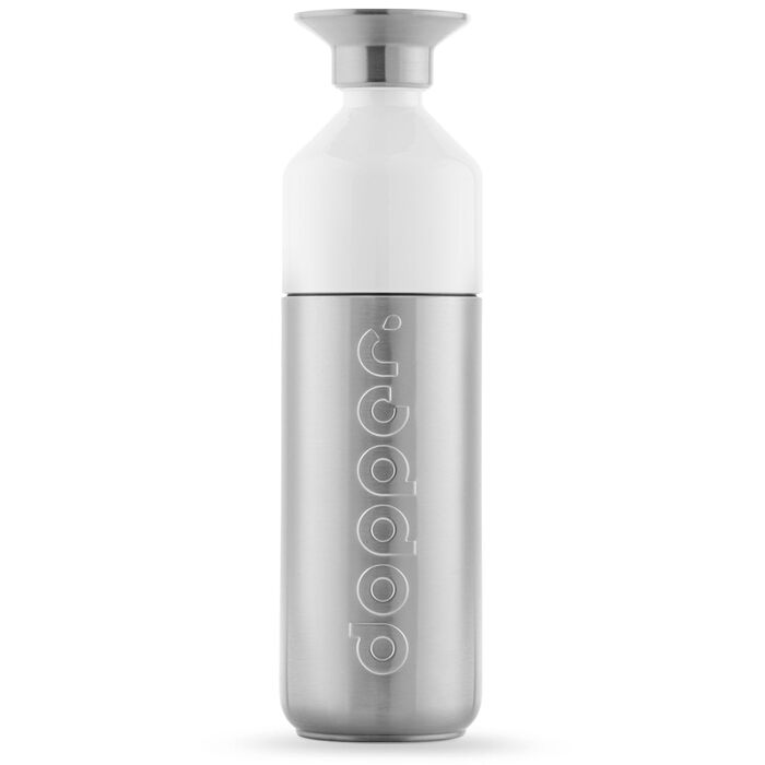 Сталева пляшка для води Dopper 800 мл, срібляста — герметична спортивна фляга з нержавіючої сталі 18/8, без BPA, для спорту, офісу та подорожей