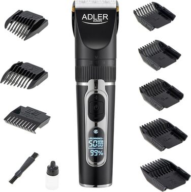 Машинка для стрижки волосся ADLER AD2837 з тримером для бороди, акумулятор 2000 мАг, набір для чоловіків і перукарів