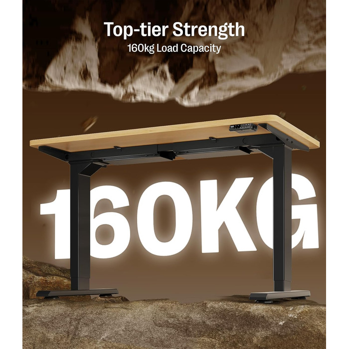 Електричний регульований стіл MAIDeSITe S2 Pro 140x70 см, чорна рама, вантажопідйомність 160 кг, захист від зіткнень