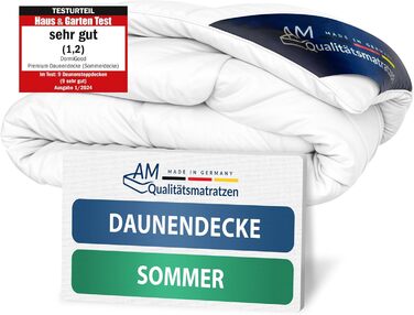 Пухова ковдра DormiGood Daunendecke 35x200, Німеччина, 100% пух, дихаюча, Oeko-TEX, 140x220, літня ковдра