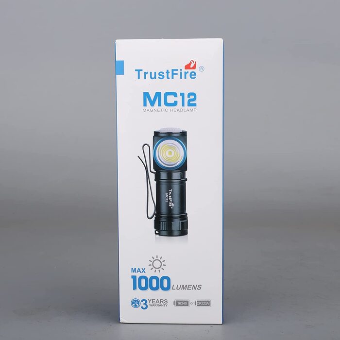 Ліхтар налобний TrustFire MC12, LED, 1000 люмен, магнітний, акумуляторний, IPX8, водонепроникний, для кемпінгу та бігу, чорний