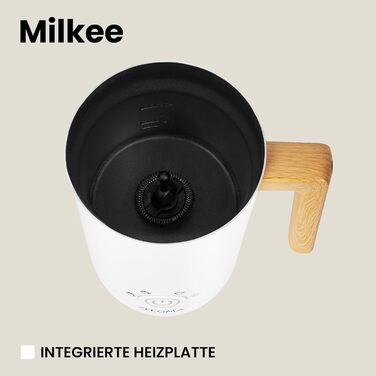 Електричний спінювач молока ZEEGMA MILKEE 500W, 650 мл, для капучино, лате, какао, антипригарне покриття, сенсорне керування, білий