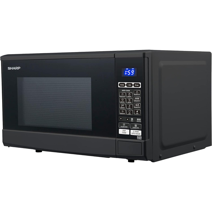Мікрохвильова піч SHARP R670BK 2в1 з грилем, 20 л, 800 Вт, 1000 Вт гриль, 10 рівнів потужності, 13 авто програм, таймер, чорна