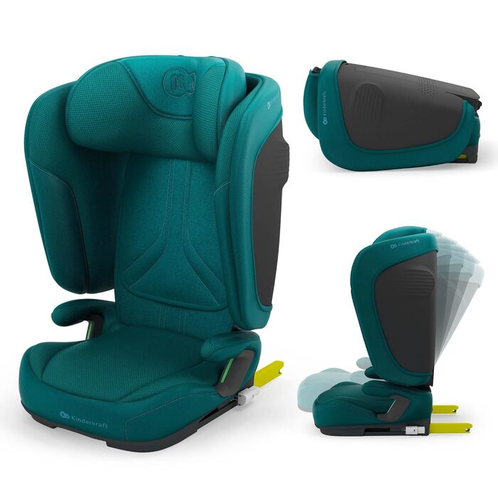 Автокрісло Kinderkraft UNITY 2 i-Size, 100-150 см, 3,5-12 років, регульована підголовник, AIR FLOW, 5 положень спинки, зелений