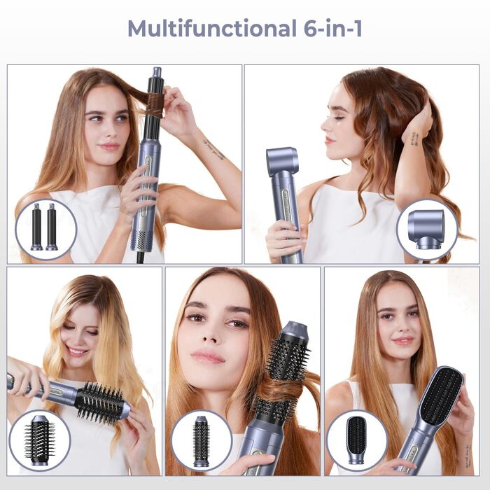Набір для укладки волосся Hairstyler 5-в-1 з автозавиткою та фен-щіткою (Срібний)