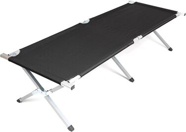 Розкладне польове ліжко XXL для кемпінгу, 190x64 см, чорне, з сумкою для перенесення, навантаження до 100 кг — складане ліжко для подорожей, гостьове, для риболовлі, фестивалів, туризму