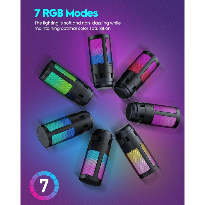 Мікрофон ігровий COCONISE RGB для ПК, стримінгу, подкасту, студії. USB мікрофон з 3.5 мм роз'ємом, регулюванням гучності та виносним кріпленням