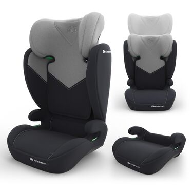 Дитяче автокрісло Kinderkraft I-SPARK 2 PRO (100-150 см), i-Size, 2 в 1, чорне/сіре