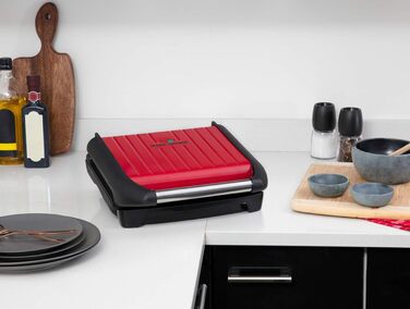Контактний гриль George Foreman Family Steel Rot (28x17 см) - для 5 порцій, для м'яса, риби та овочів, Паніні та сендвічі, зменшує жир до 42%