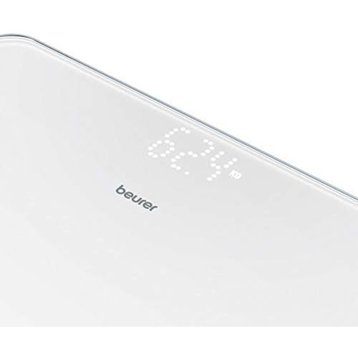 Beurer GS 225 біла цифрова скляна вага для людей з Magic-Display і точково-матричним дисплеєм
