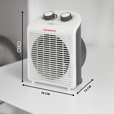 Компактний мобільний тепловентилятор Clatronic HL 3761, 2000 Вт, 1000 Вт, білий, з вентилятором, контролем перегріву та індикатором роботи