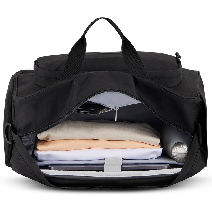 Larkson Weekender Finja Large чорна стильна дорожня сумка з відділенням для взуття, ручна поклажа, водостійка, з переробленого PET, для жінок і чоловіків