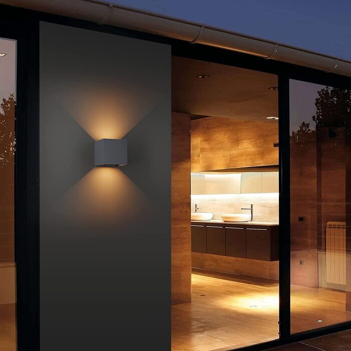 Klighten LED бра 12 Вт, настінні світильники для внутрішніх і зовнішніх робіт, регульований світловий потік вгору-вниз, тепле біле світло 3000K, IP65, антрацит RAL 7016, комплект 2 шт, для вітальні, спальні, балкона