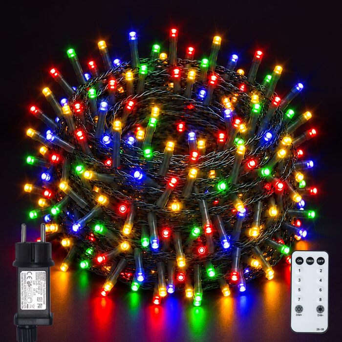 Кольорова світлодіодна гірлянда 1000 LED (50м) для вулиці та дому, 8 режимів, таймер, диммер, IP44, різдвяна ілюмінація для балкона та тераси