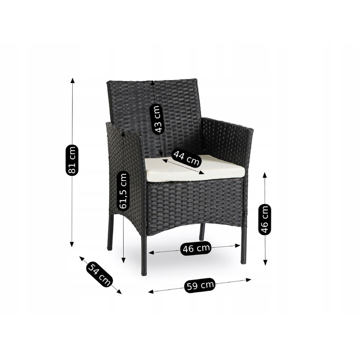 Комплект садових меблів MEBEL ELITE з пластику, чорний, 4 предмети