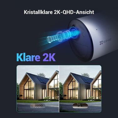 EZVIZ Зовнішня Wi-Fi камера 2K CB3 з акумулятором: бездротова, з нічною зйомкою, розпізнаванням людей/авто, сиреною, прожектором та двостороннім аудіо