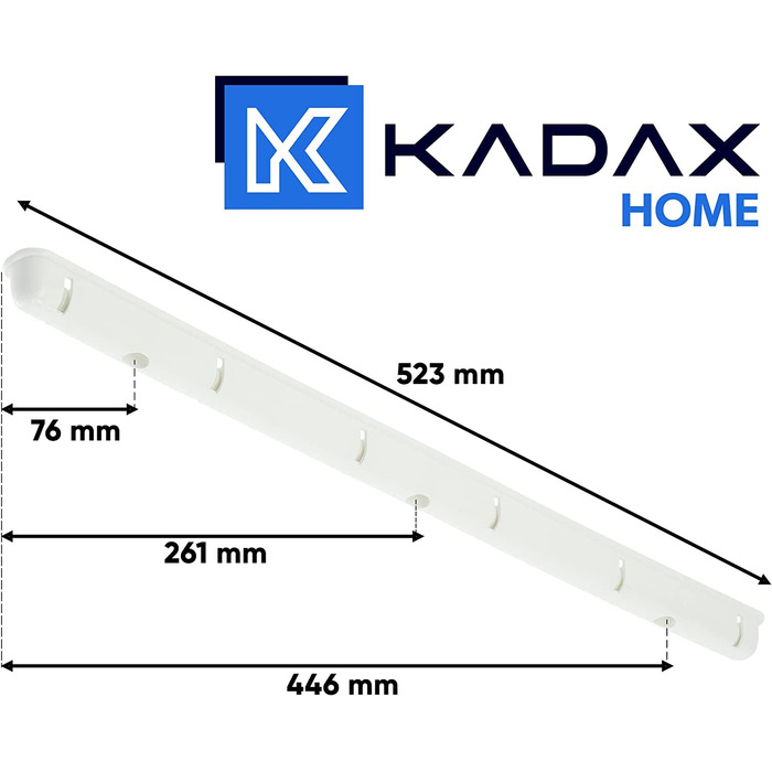 Стельова сушарка для білизни KADAX 6-рядна, настінна, сталеві перекладини з поліетиленовим покриттям, вантажопідйомність 12 кг, біла