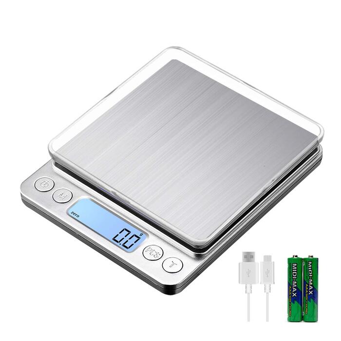 Цифрова кухонна вага KUBEI з USB-зарядкою, 3 кг/0,1 г, високоточна вага з нержавіючої сталі для випічки, інгредієнтів, ювелірних виробів, марок та кави