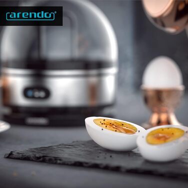 Яйцеварка Arendo Sevencook 400 Вт - Конструкція з нержавіючої сталі - 1-7 яєць - Яйцеварка - Перемикач ON/OFF - 3 рівні жорсткості на вибір - Функція збереження тепла - Клаксон - Прохолодний сірий без бісфенолу А (B сріблястий)