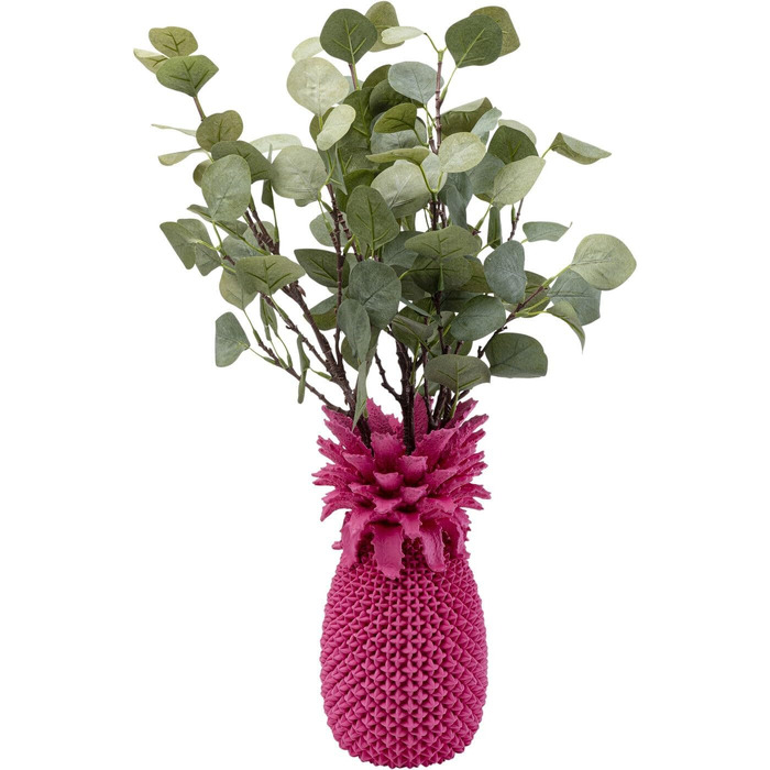 Ваза Kare Design Ananas Рожева, Ручна Розпис, 30x15x15 см - Декоративна ваза для квітів у вітальню, на полицю, Екзотичний декор