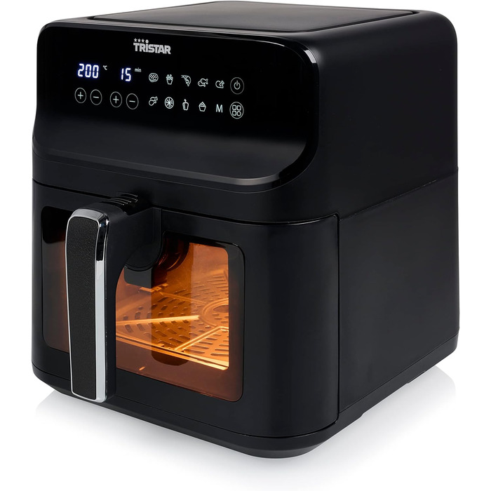 Tristar цифрова аерофритюрниця 6,2 л, 1,5 кг, з оглядовим вікном, чорна, FR-9037