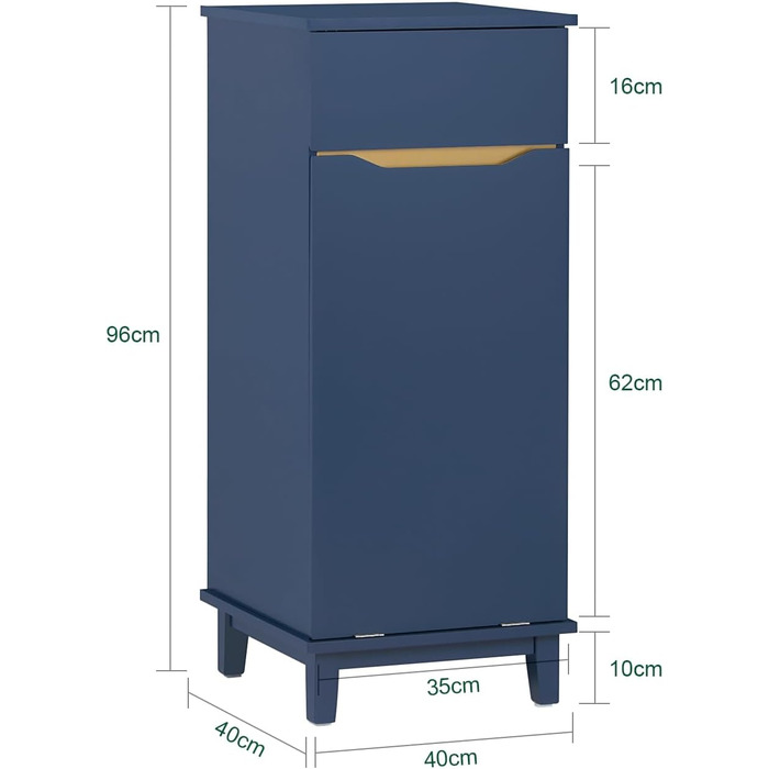 Тумбочка під раковину SoBuy BZR113-B, шафка для ванної кімнати, 60x59x30 см, блакитна