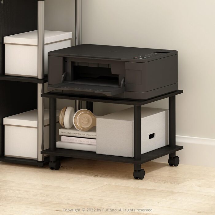 Підставка для комп'ютера Furinno Econ для офісу, з роликами, 2-рівнева, Espresso/Schwarz
