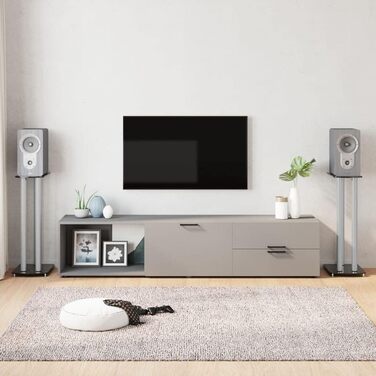 Підставки для колонок vidaXL, 2 шт., підлогові, 3 колони, тримач для акустики, протиковзкі ніжки, чорний/сріблястий, загартоване скло