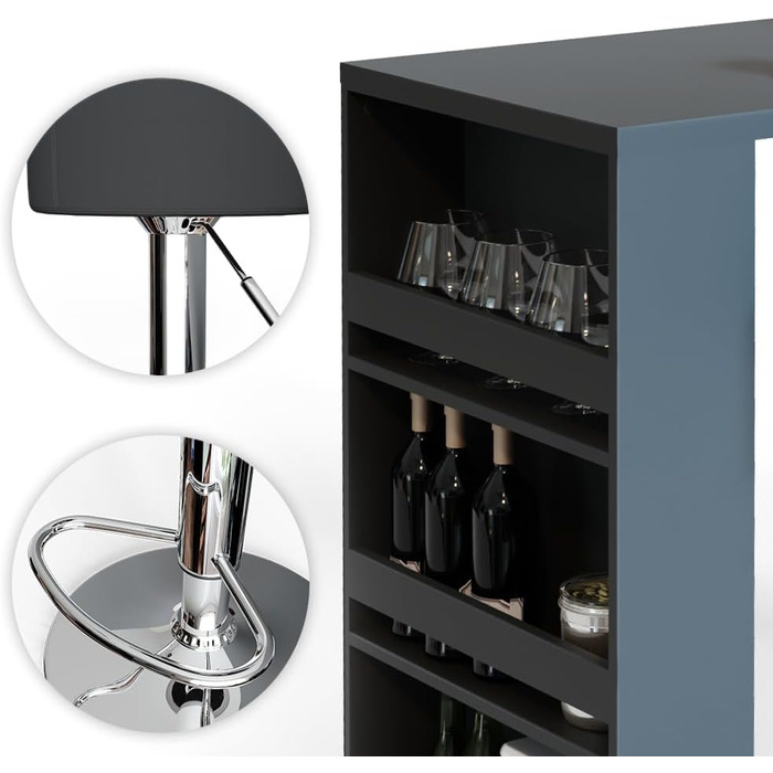 Барний стіл Vicco Bartisch-Set з 2 барними табуретами, антрацит, 117 x 57 см