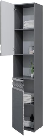 Шафа для ванної Vicco Freddy, антрацит глянець, 36x190,5 см, пенал