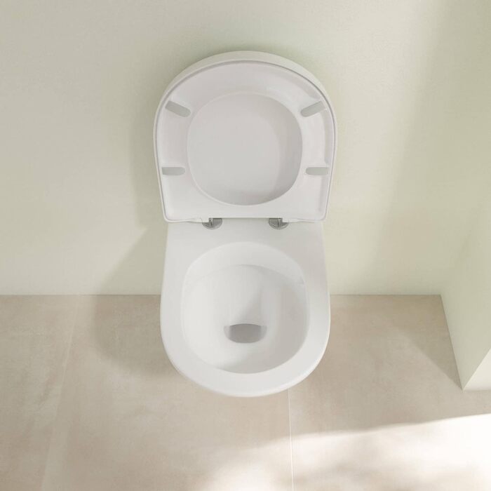 Сидіння для унітазу Villeroy & Boch O.novo, овал, білий альпін, блискучий, дюропласт, петлі з нержавіючої сталі, оригінальна заміна