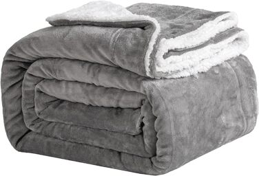Теплий флісовий плед Sherpa Good Nite для дивана, сірий, 130x150 см — м'яка зимова ковдра для дому