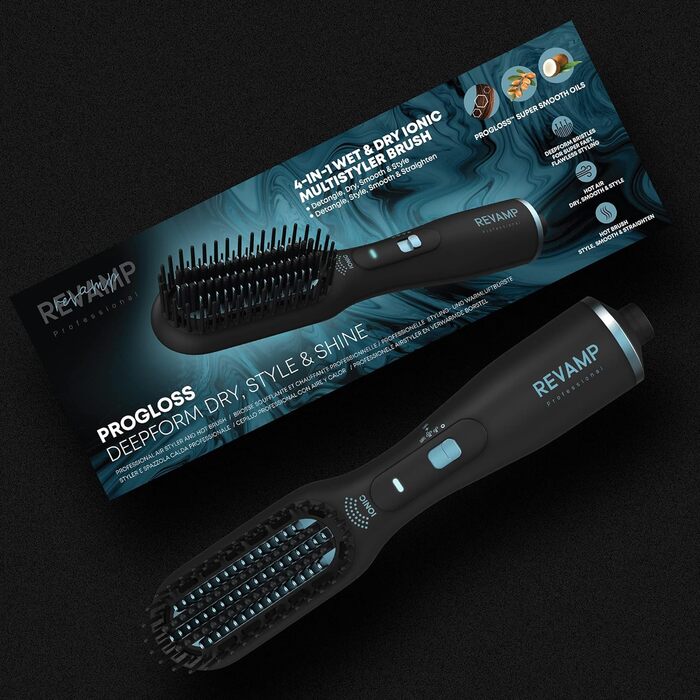 Керамічна щітка-випрямляч Revamp Progloss Deepform для сухого та вологого волосся з оліями