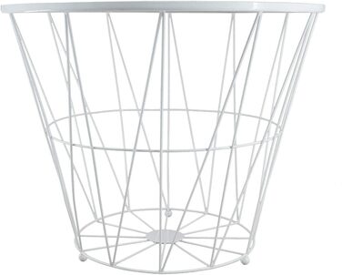 Журнальний стіл PrimoLiving Design XL, білий металевий кошик з дерев'яною кришкою, 50x40 см, стіл з місцем для зберігання, сучасний декор