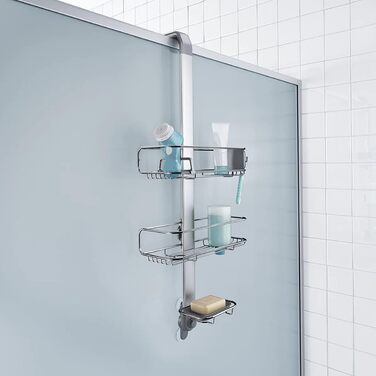Душова полиця simplehuman BT1101 на двері, з нержавіючої сталі та анодованого алюмінію, без свердління, 84 см, 5 років гарантії