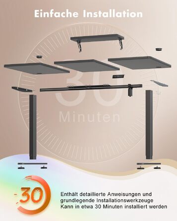 Регульований по висоті письмовий стіл Airfish (120 x 60 см) з підставкою для монітора, чорний