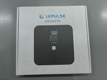 Розумна вага Lepulse Lescale F4 з аналізом жиру та м'язової маси, 15 показників тіла, ультраточна, великий дисплей, чорна