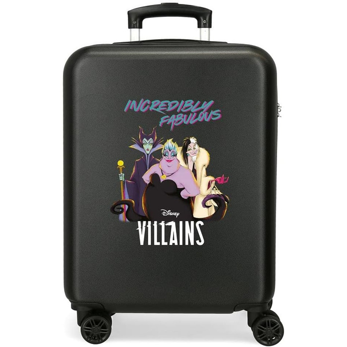 Дорожня валіза Disney Villains, чорна, 38x55x20 см, ABS, кодовий замок, 35 л, 2 кг, 4 подвійні колеса, ручна поклажа