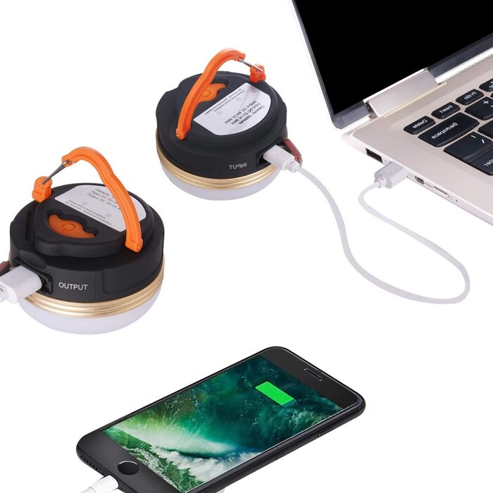Yizhet LED кемпінгові ліхтарі 2 шт, USB акумуляторні, водонепроникні, 1800mAh, 3 режими, для намету, риболовлі, походів, екстрених ситуацій